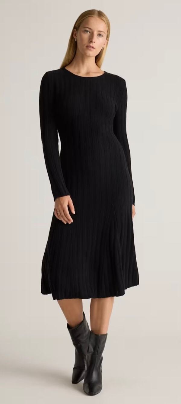 Quince Mongolian Cashmere Wide-Rib Midi Dress long Sleeve Classic Sz XS